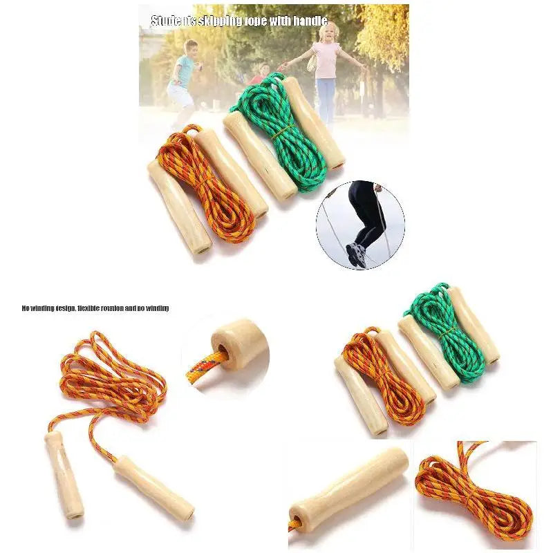2.5M Skipping Rope Wooden Handle Skipping Rope Adjustable Children's Cotton Jump Rope For Students Fitness Training Sport Game