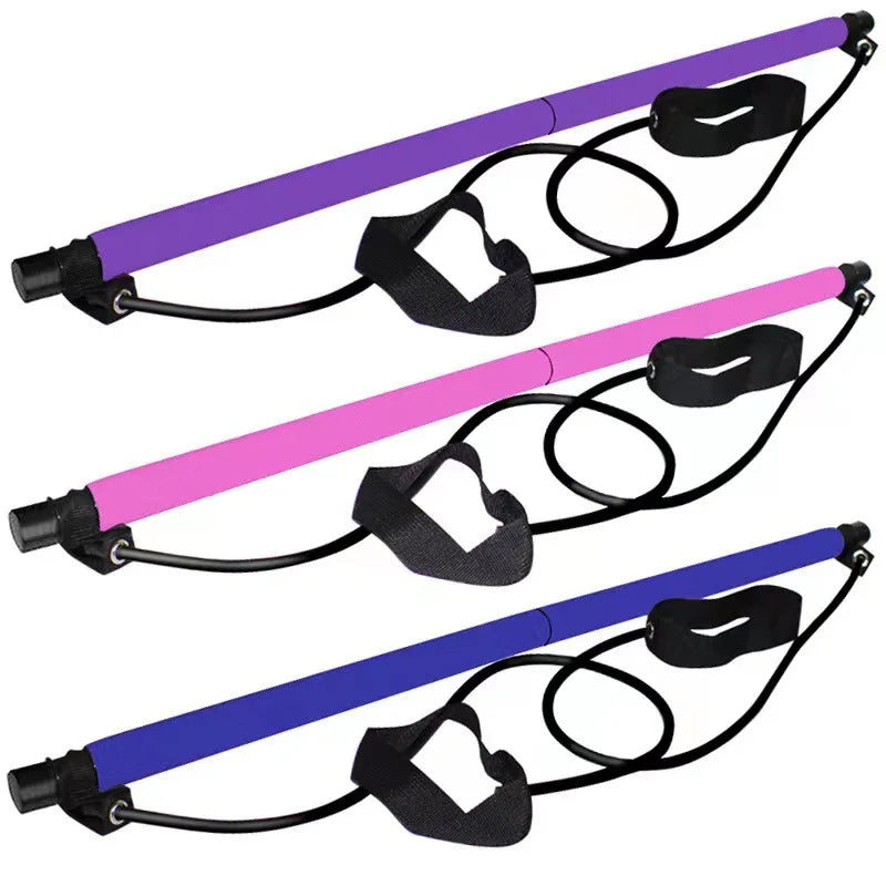 Pilates Bar Combination Multifunctional Fitness Tool Elastic Rope Tension Rope YogaChest Expander Back Trainer Stretching Belt