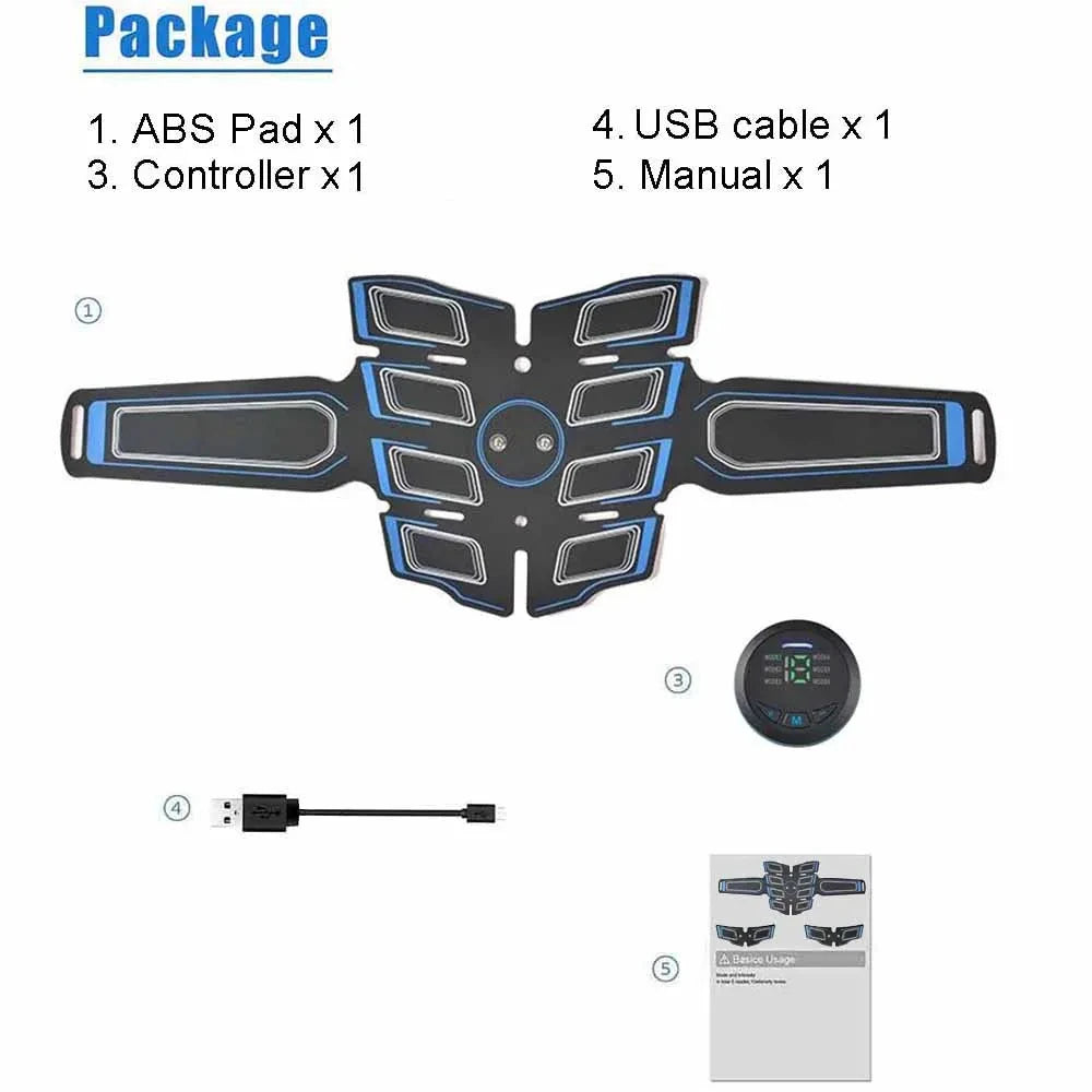 EMS Muscle Stimulator Abs Trainer Abdominal Muscle Toner Massage Toning Belt Body Slim Weight Loss Fitness Massager Rechargeable