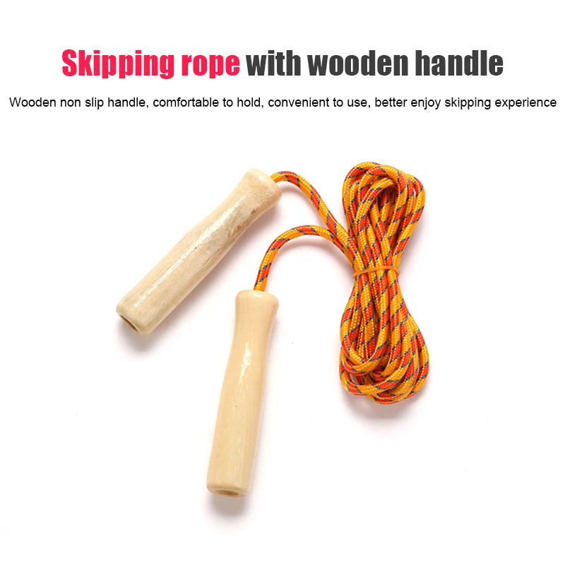 2.5M Skipping Rope Wooden Handle Skipping Rope Adjustable Children's Cotton Jump Rope For Students Fitness Training Sport Game