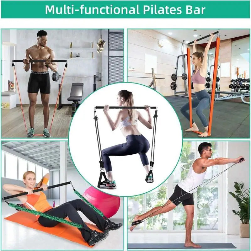 Pilates Bar Combination Multifunctional Fitness Tool Elastic Rope Tension Rope YogaChest Expander Back Trainer Stretching Belt