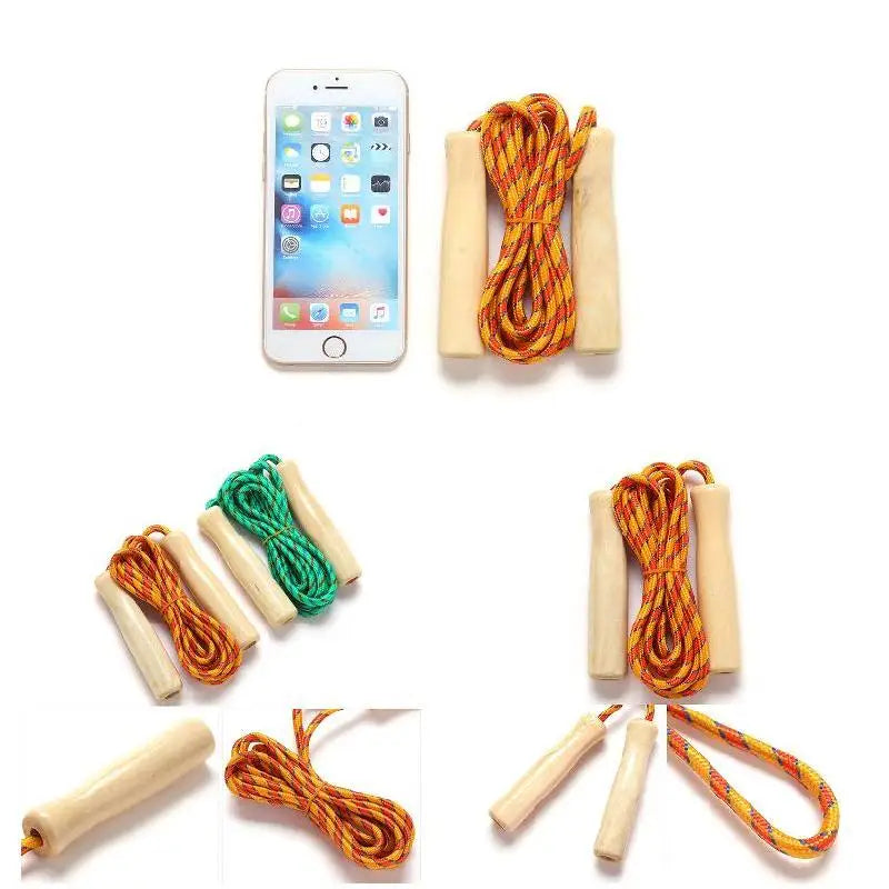 2.5M Skipping Rope Wooden Handle Skipping Rope Adjustable Children's Cotton Jump Rope For Students Fitness Training Sport Game