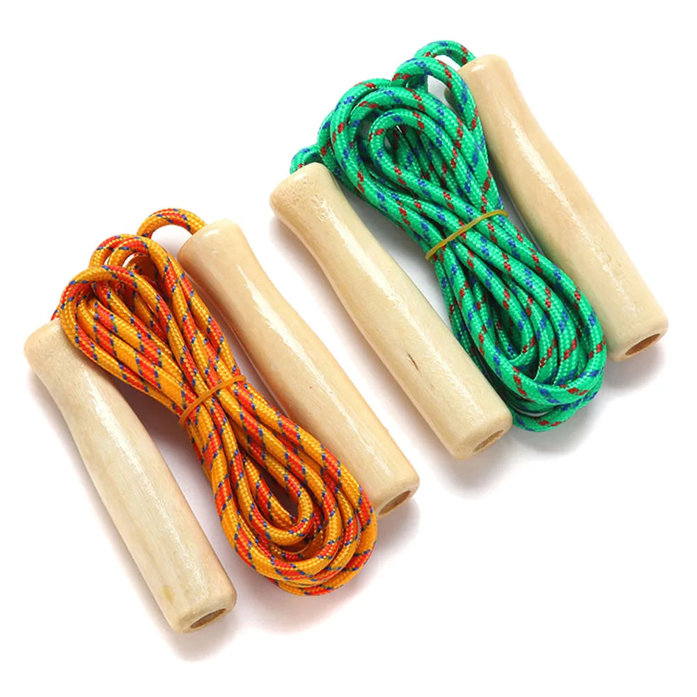 2.5M Skipping Rope Wooden Handle Skipping Rope Adjustable Children's Cotton Jump Rope For Students Fitness Training Sport Game