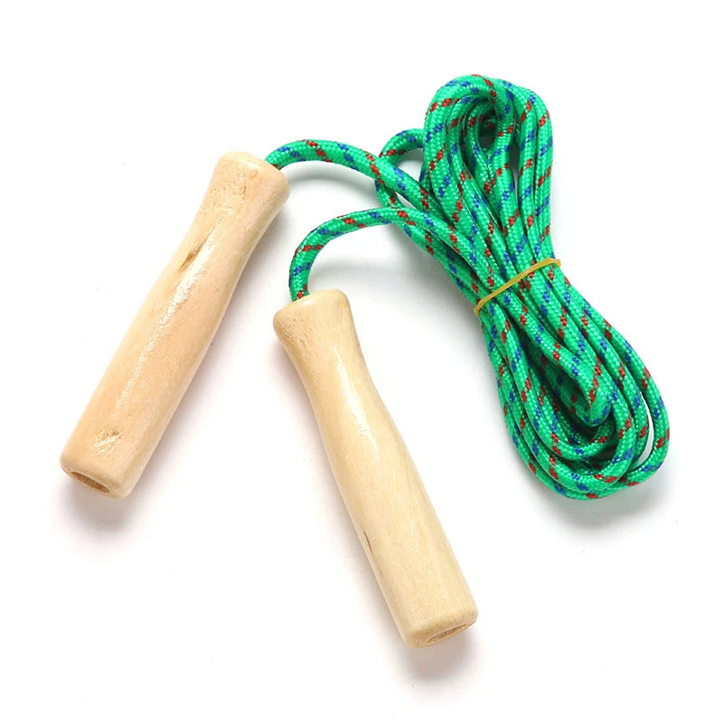 2.5M Skipping Rope Wooden Handle Skipping Rope Adjustable Children's Cotton Jump Rope For Students Fitness Training Sport Game